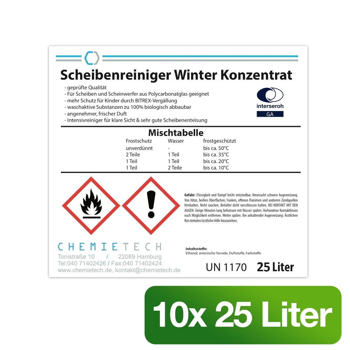 10 x Scheibenreiniger Winter 25 Ltr.