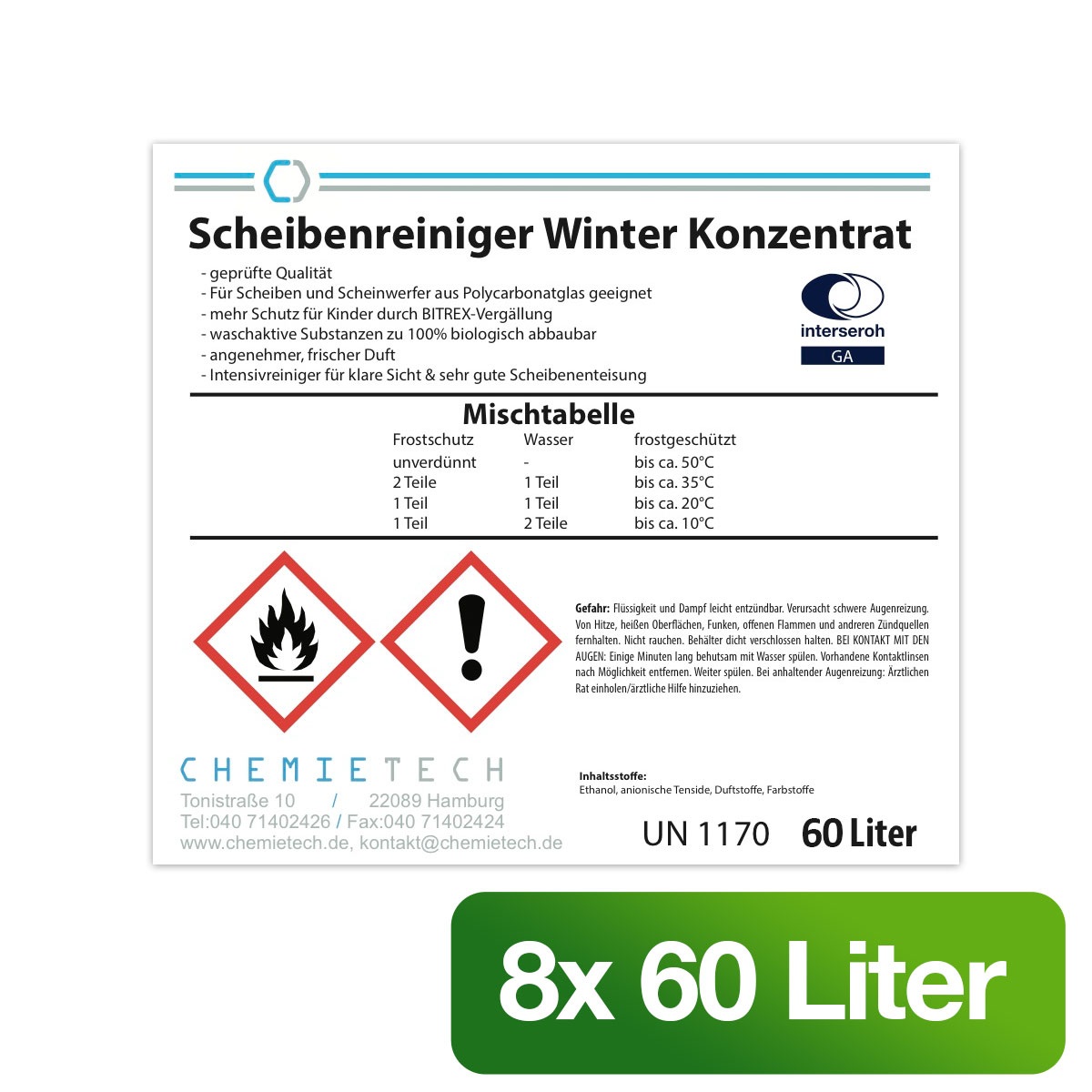 8 x Scheibenreiniger Winter 60 Ltr.